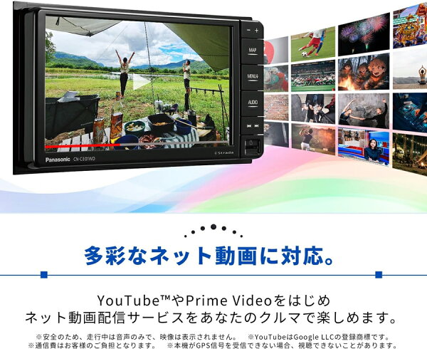 パナソニック ストラーダ CN-CE01WD カーナビゲーション 7V型 7インチ ワイド2DIN 200mm HD液晶 ミラーリング ネット動画 Apple CarPlay Android Auto Bluetooth ハンズフリー フルセグ 地デジ ハイレゾ USB HDMI 2025年度版地図搭載