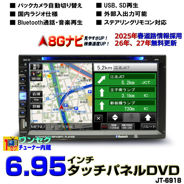 2025年春版3年間無料更新 8Gカーナビ 2DIN7インチタッチパネルDVDプレーヤー 地デジCPRM対応 USB SD 地デジワンセグテレビ内蔵 スマホ iPhoneミラリングBluetoothブルートゥース 車用カーナビ 2din dvd 車載ナビ一年間保証 2din