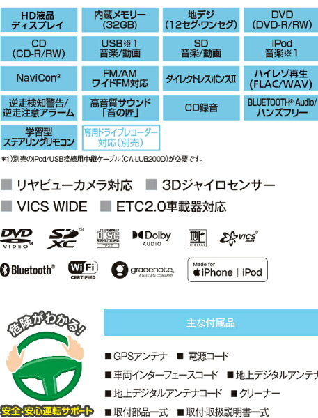 【冬のドーン!と全品超トク祭】CN-HE02WD パナソニック ストラーダ 7インチ カーナビ 200mmワイド フルセグ地デジ/DVD/USB/Bluetooth HD液晶 7V型 Panasonic Strada【延長保証追加OK!!】